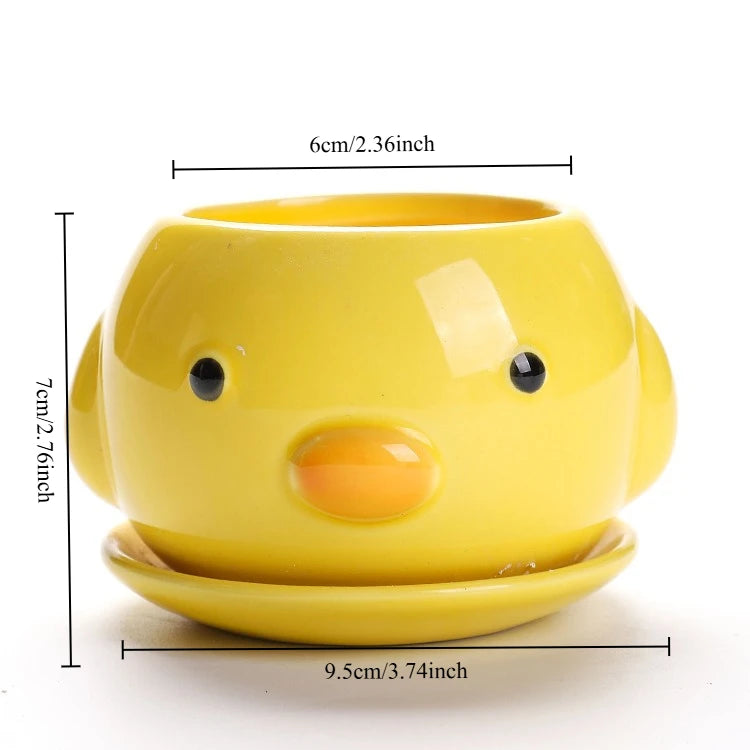 Cartoon Animal Succulent Flowerpot – Lightweight Breathable Ceramic Planter