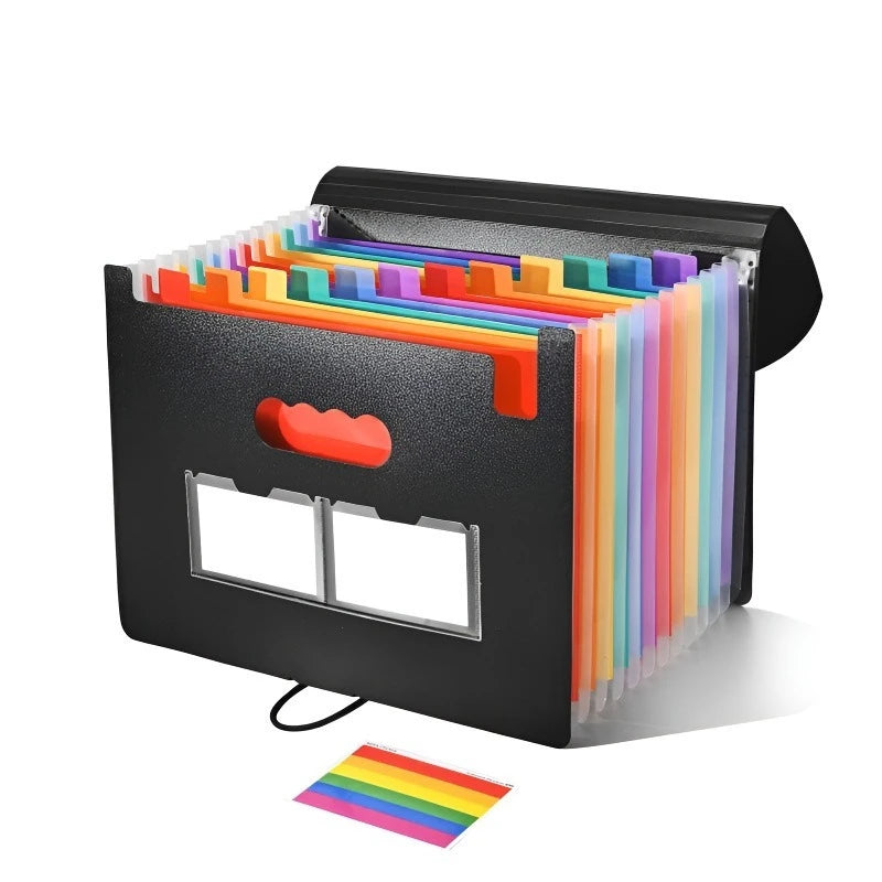 PP Multi-Layer Hanging File Bag — A4 Accordion Folder with Rope