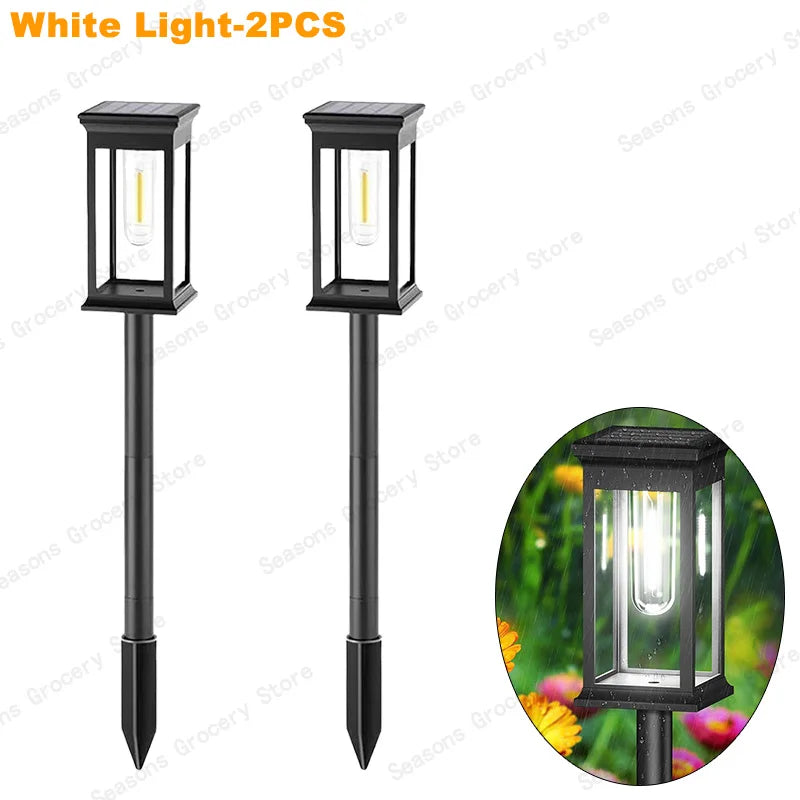 IP65 Waterproof Solar Garden Lights White Warm Light Outdoor Landscape Walkway Lighting Lawn Porch Patio Ambiance Lights