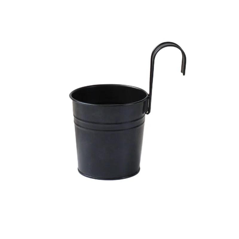 Metal Iron Hanging Flower Pot – Colorful Balcony Bucket Planter (10 Colors)