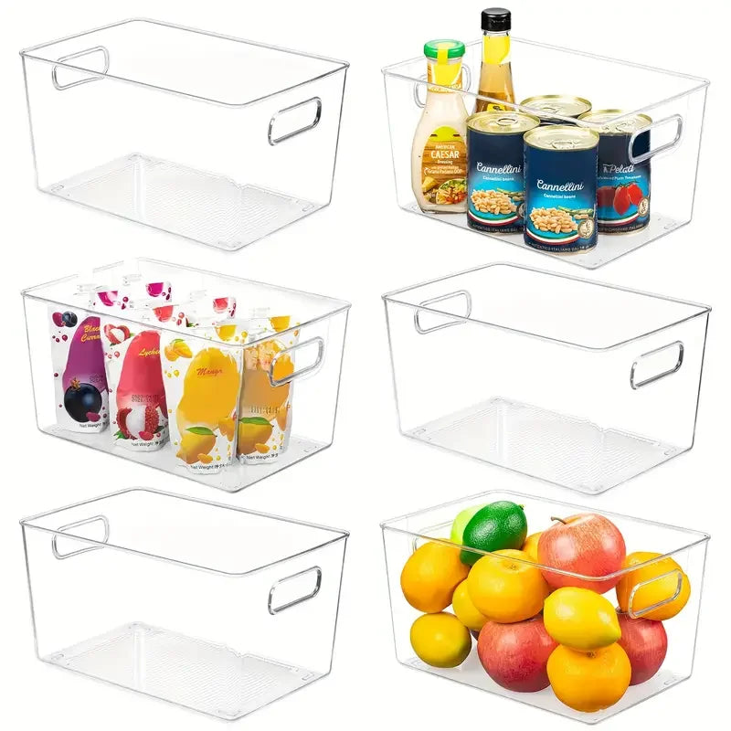 Clear Acrylic Fridge & Pantry Organizer Bins — Stackable, Multipurpose