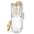 Acrylic Cotton Pad & Swab Dispenser with Bamboo Lid — Stackable Bathroom Jar